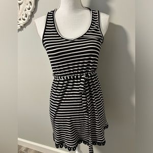Striped MATERNITY belted tank top with tie waist